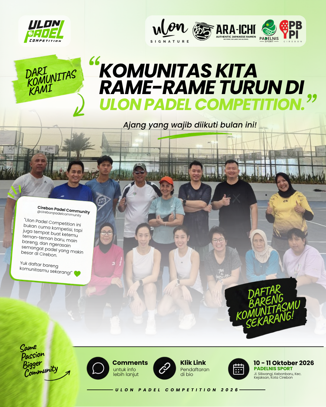 Testimoni Cirebon Padel Community — komunitas kita rame-rame turun di Ulon Padel Competition